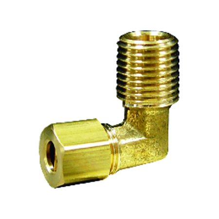JMF 5/16 in. Compression X 1/4 in. D MPT Brass 90 Degree Street Elbow 4503660